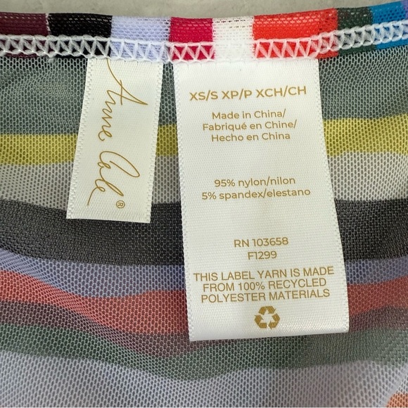 Women's Anne Cole Striped Mesh V-Neck Beach Pool Cover Up Tee Size XS / Small - Picture 10 of 16